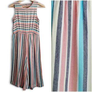 JOE FRESH | Jumpsuit Wide Leg Cropped Bottom Colorful Stripe Romper Kids Sz XL